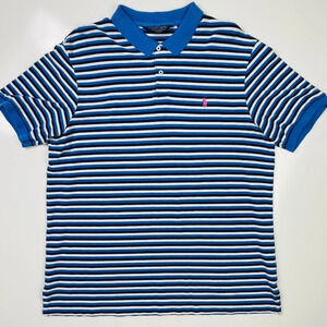 Polo Golf Ralph Lauren Blue Striped Pink Embroidered Pony Logo Shirt Size XL‎